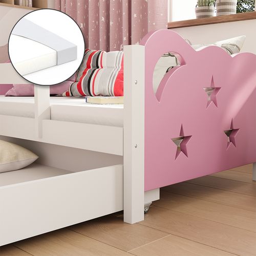 Lit Denfant Jessica 40340 Rose 80x160 Cm Avec Tiroir Et Matelas