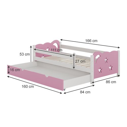 Lit Denfant Jessica 40340 Rose 80x160 Cm Avec Tiroir Et Matelas