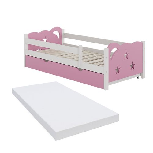 Lit Denfant Jessica 40340 Rose 80x160 Cm Avec Tiroir Et Matelas