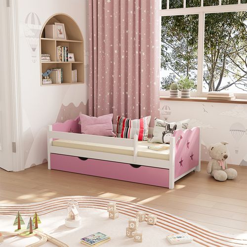Lit Pour Enfant Jessica 40321 Rose 70x140 Cm Avec Tiroir, Sans Matelas