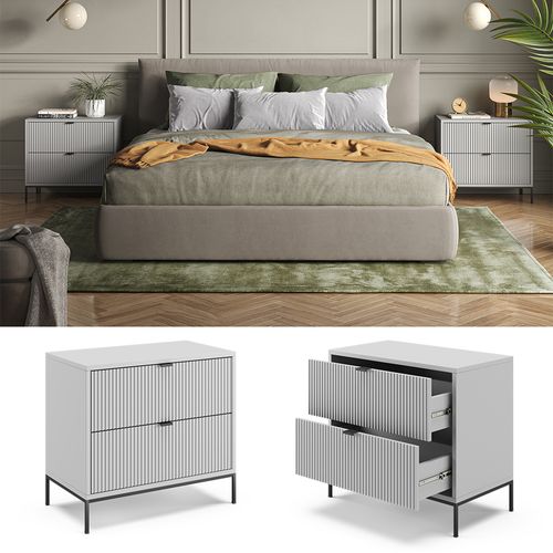 Table De Chevet Eliza 40551 Gris Lot De 2