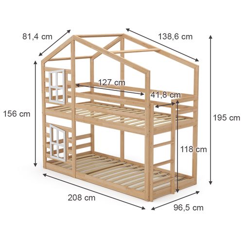Lit Superposé Maja 40502 Naturel Bois 90x200 Cm