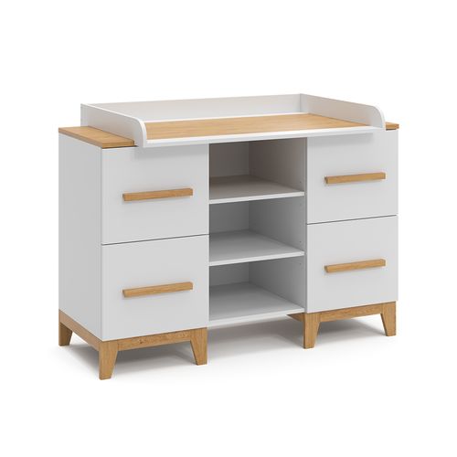 Commode à Langer Malia 40526 Blanc 133x108cm XL Avec 4 Tiroirs