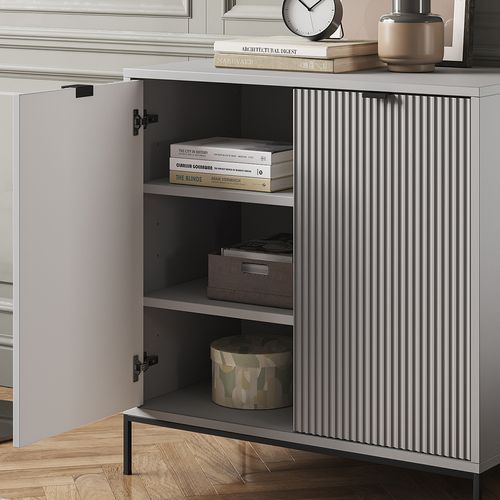 Commode Avec Tiroirs Eliza 40427 Gris 42x81.2cm Avec 2 Portes