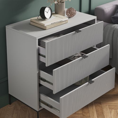 Commode Avec Tiroirs Eliza 40428 Gris 42x81.2cm Avec 3 Tiroirs