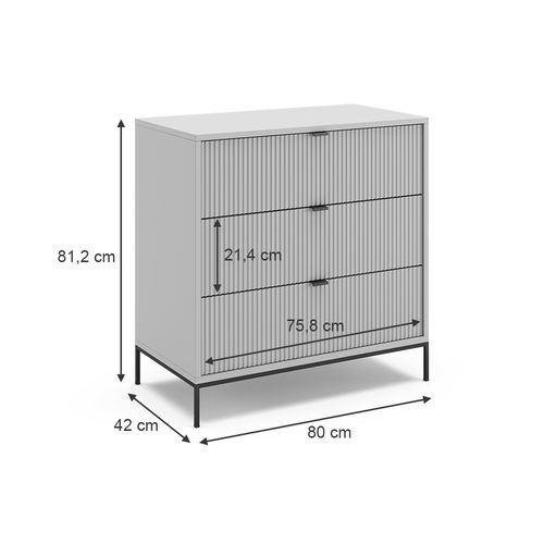 Commode Avec Tiroirs Eliza 40428 Gris 42x81.2cm Avec 3 Tiroirs