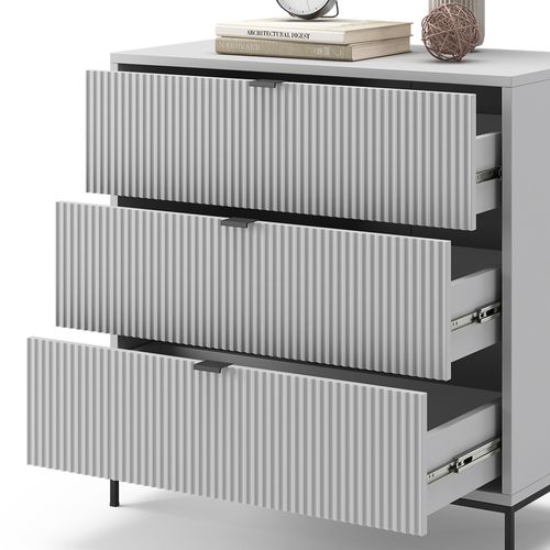 Commode Avec Tiroirs Eliza 40428 Gris 42x81.2cm Avec 3 Tiroirs