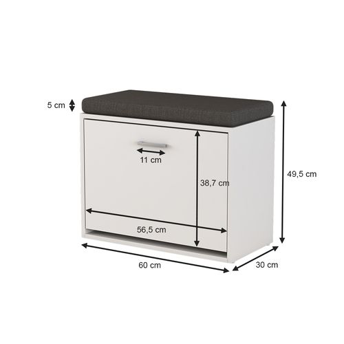 Meubles à Chaussures Georg, Blanc, 60x49.5cm Avec Support