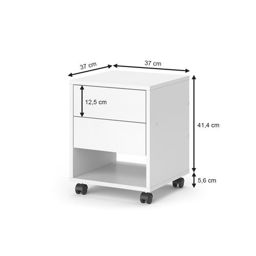 Caisson Roulant Jons 40475 Blanc 37x37cm Avec 2 Tiroirs