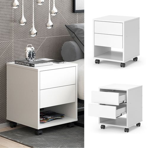 Caisson Roulant Jons 40475 Blanc 37x37cm Avec 2 Tiroirs