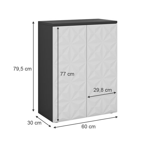 Meuble Salle De Bain Edge, Noir, 60x79.5cm Avec 2 Portes Et 3 Compartiments