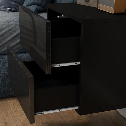 Table De Chevet Sofie 40423 Noir Haute Brillance 49.6x51.2cm