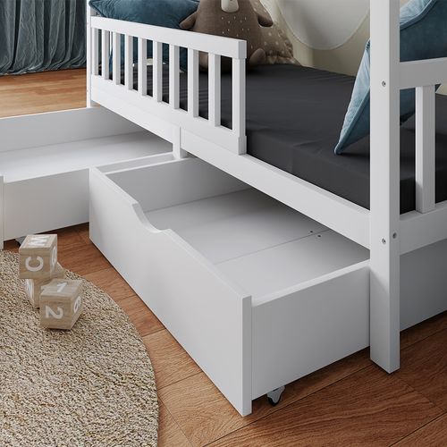 Lit Cabane Franka 40402 Blanc 80x160 Cm Avec 2 Tiroirs