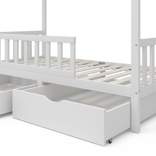 Lit Cabane Franka 40402 Blanc 80x160 Cm Avec 2 Tiroirs