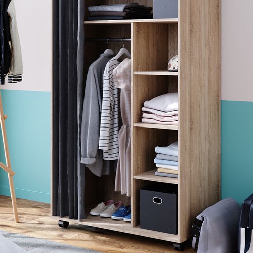 Armoire Doros 40592 Sonoma 100x168cm Ouvert, Avec Roulettes