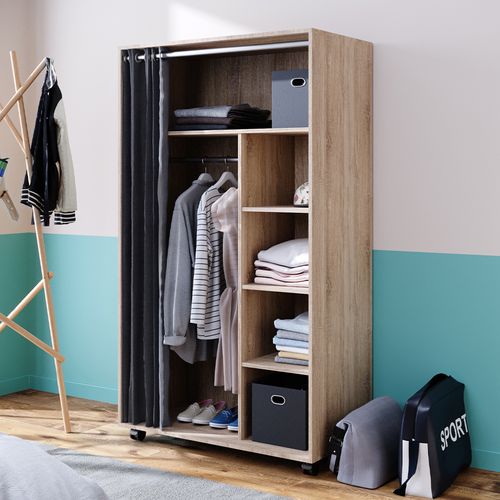 Armoire Doros 40592 Sonoma 100x168cm Ouvert, Avec Roulettes