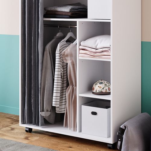 Armoire Doros 40594 Blanc 100x146.6cm Avec Roulettes