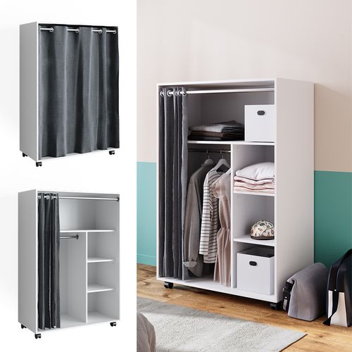 Armoire Doros 40594 Blanc 100x146.6cm Avec Roulettes