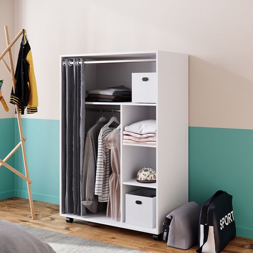 Armoire Doros 40594 Blanc 100x146.6cm Avec Roulettes