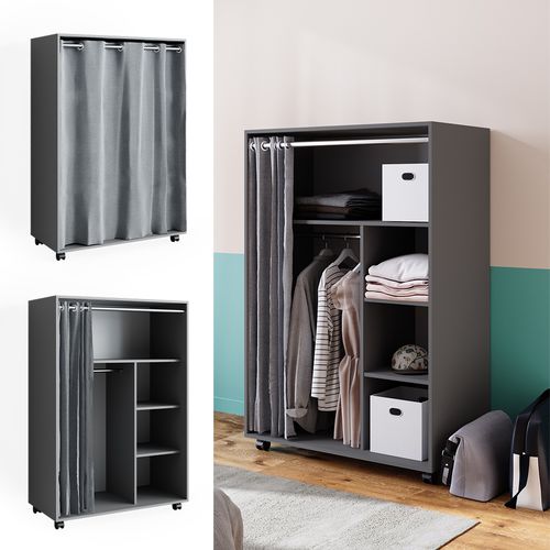 Armoire Doros 40596 Gris 100x146.6cm Avec Roulettes