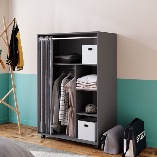 Armoire Doros 40596 Gris 100x146.6cm Avec Roulettes