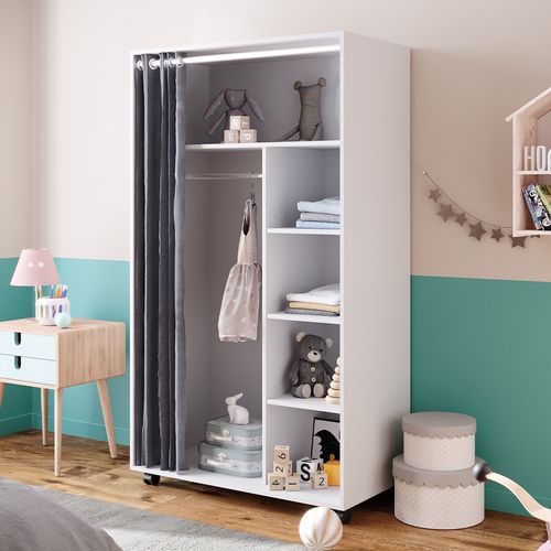 Armoire Doros 40633 Blanc 100x168cm Avec Roulettes