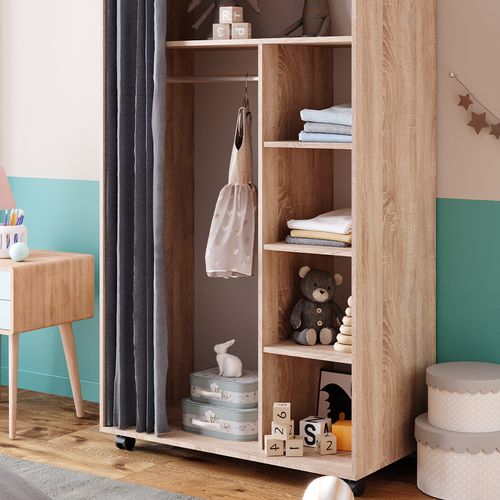 Armoire Doros 40635 Sonoma 100x168cm Ouvert, Avec Roulettes