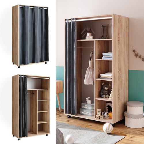 Armoire Doros 40635 Sonoma 100x168cm Ouvert, Avec Roulettes