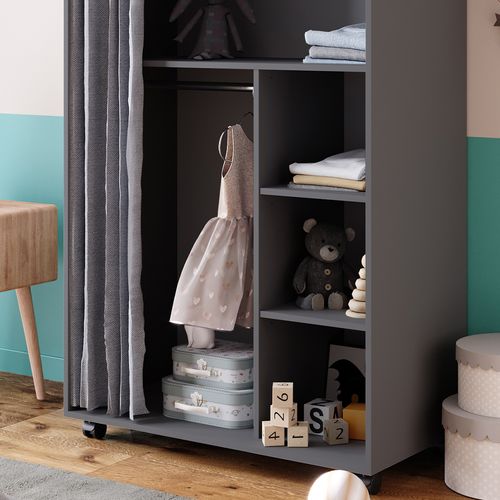 Armoire Doros 40638 Gris 100x146.6cm Ouvert Sur Roulettes