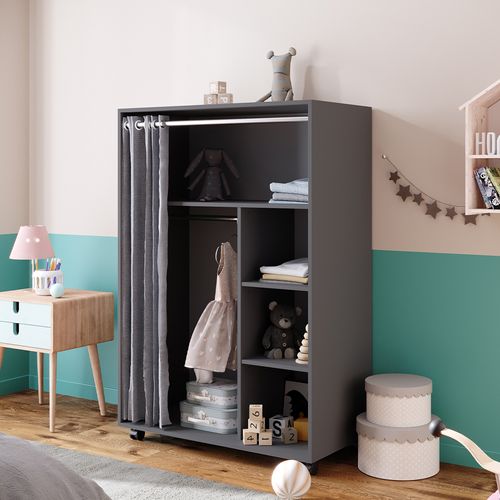 Armoire Doros 40638 Gris 100x146.6cm Ouvert Sur Roulettes