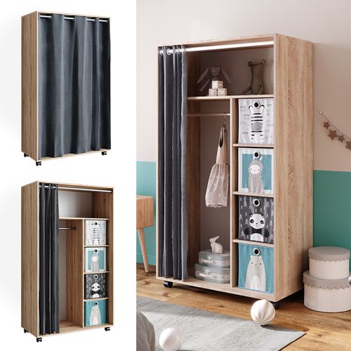 Armoire Doros 40640 Sonoma 100x168cm Ouvert, Avec Roulettes