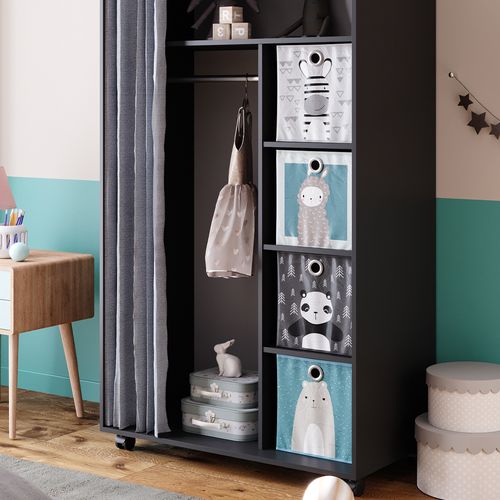 Armoire Doros 40641 Gris 100x168cm Ouvert, Avec Roulettes