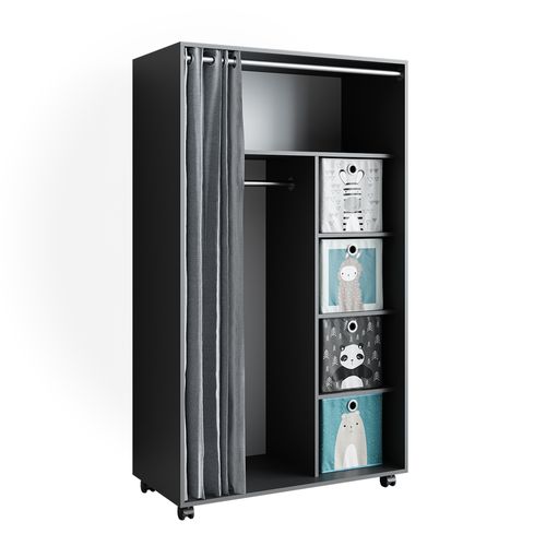 Armoire Doros 40641 Gris 100x168cm Ouvert, Avec Roulettes