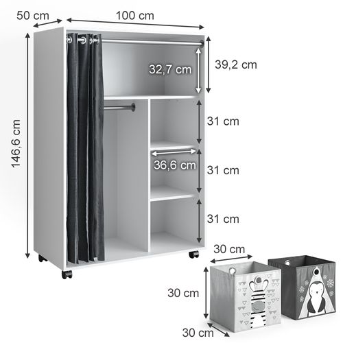 Armoire Doros 40642 Blanc 100x146.6cm Avec Boxes Pliables