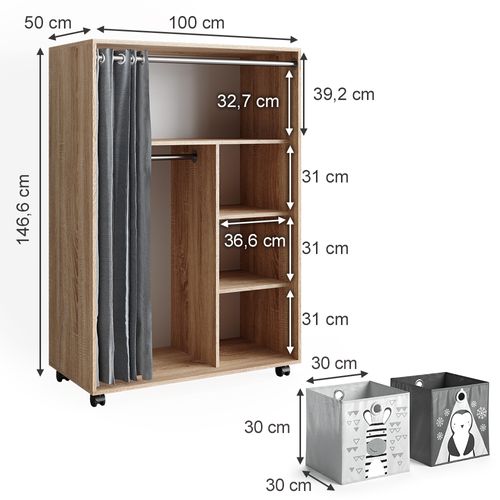 Armoire Doros 40643 Sonoma 100x146.6cm Avec Boxes Pliables