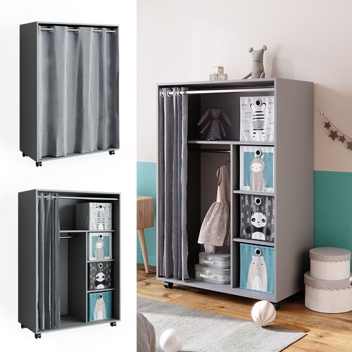 Armoire Doros 40644 Gris 100x146.6cm Avec Boxes Pliables