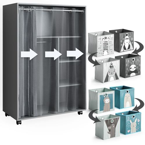 Armoire Doros 40644 Gris 100x146.6cm Avec Boxes Pliables