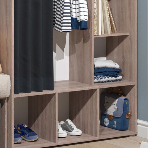 Armoire Pour Enfants Luigi 40648 Sonoma 105.8x178.1cm Avec Tringle à Rideaux