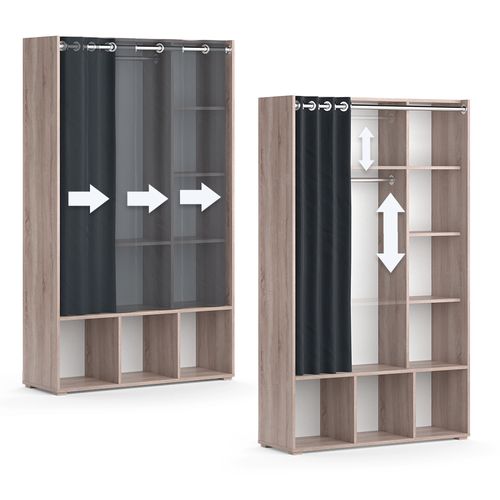 Armoire Pour Enfants Luigi 40648 Sonoma 105.8x178.1cm Avec Tringle à Rideaux