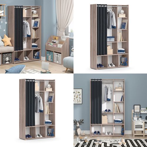 Armoire Pour Enfants Luigi 40648 Sonoma 105.8x178.1cm Avec Tringle à Rideaux