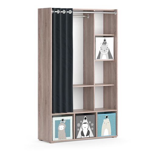 Armoire Pour Enfants Luigi 40653 Sonoma 105.8x178.1cm Avec Boîtes Pliantes (grises)