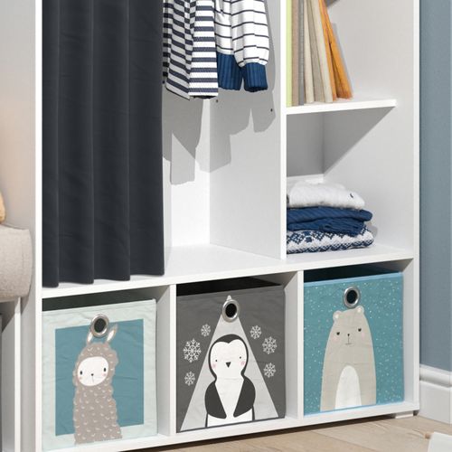 Armoire Pour Enfants Luigi, Blanc, 105.8x178.1cm Avec Tringle à Rideaux