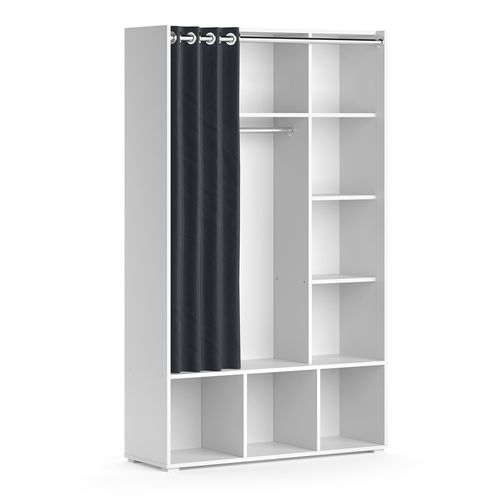 Armoire Pour Enfants Luigi, Blanc, 105.8x178.1cm Avec Tringle à Rideaux
