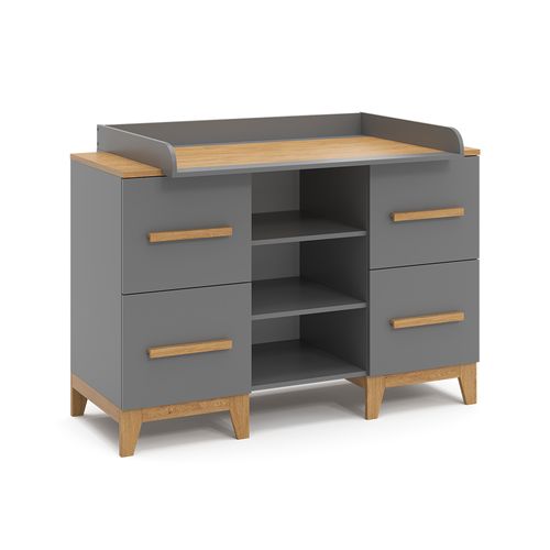 Commode à Langer Malia 40527 Gris 133x108cm XL Avec 4 Tiroirs