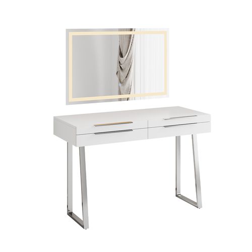 Coiffeuse Alexia 40673 Blanc 120cm Avec Miroir LED