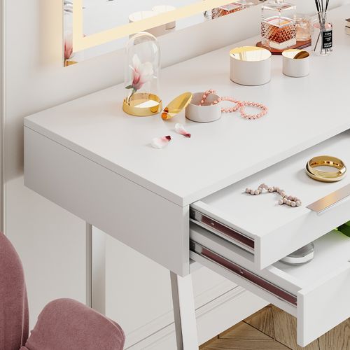 Coiffeuse Alexia 40673 Blanc 120cm Avec Miroir LED