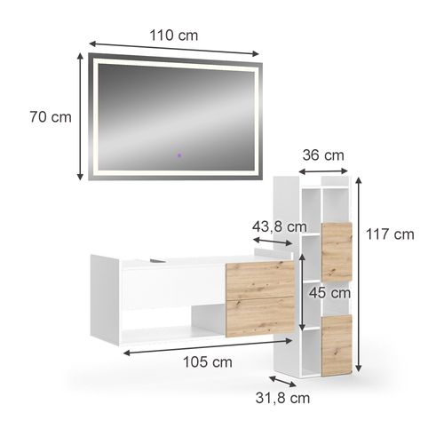 Meubles Bain Alf 40711 Blanc 3 Parties