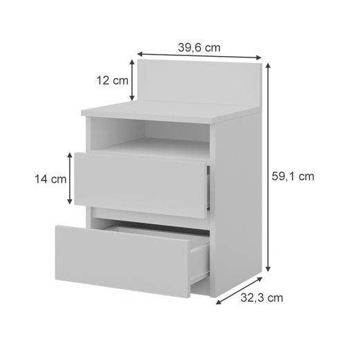 Table De Chevet Monty 40431 Blanc 32.3x59.1cm