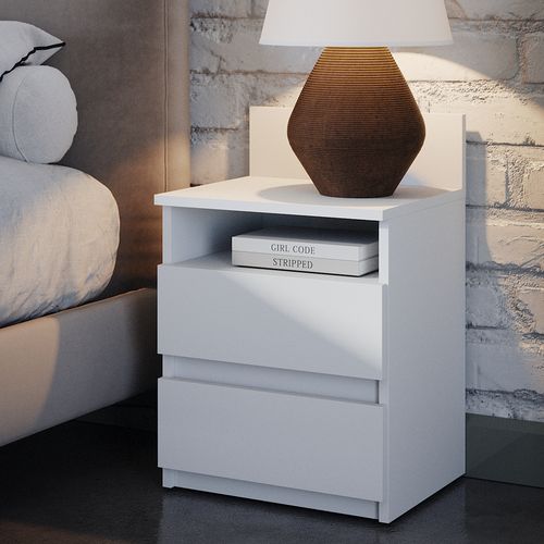 Table De Chevet Monty 40431 Blanc 32.3x59.1cm