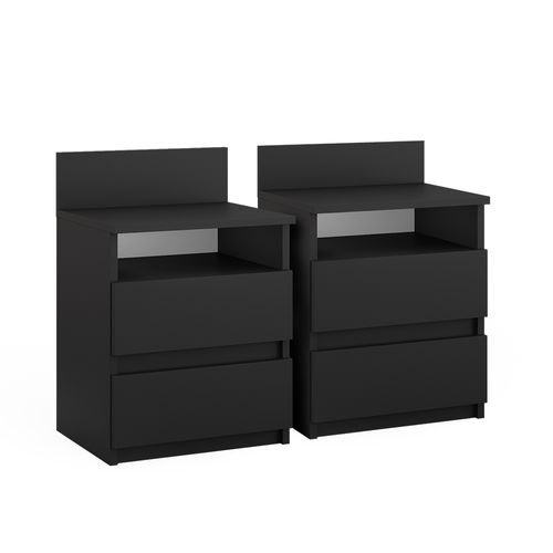 Table De Chevet Monty 40437 Noir Lot De 2